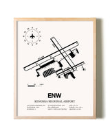 Kenosha Regional Airport framed wall art in white frame