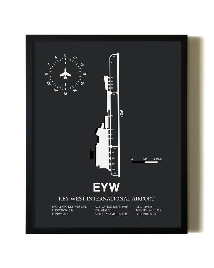 Unframed Key West International Airport map print poster