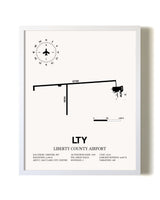 Liberty County Airport airport map poster in oak frame