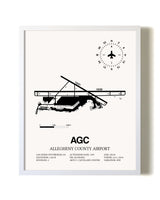 Allegheny County Airport airport map poster in oak frame