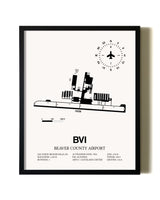 Framed Beaver County Airport wall art poster in black frame