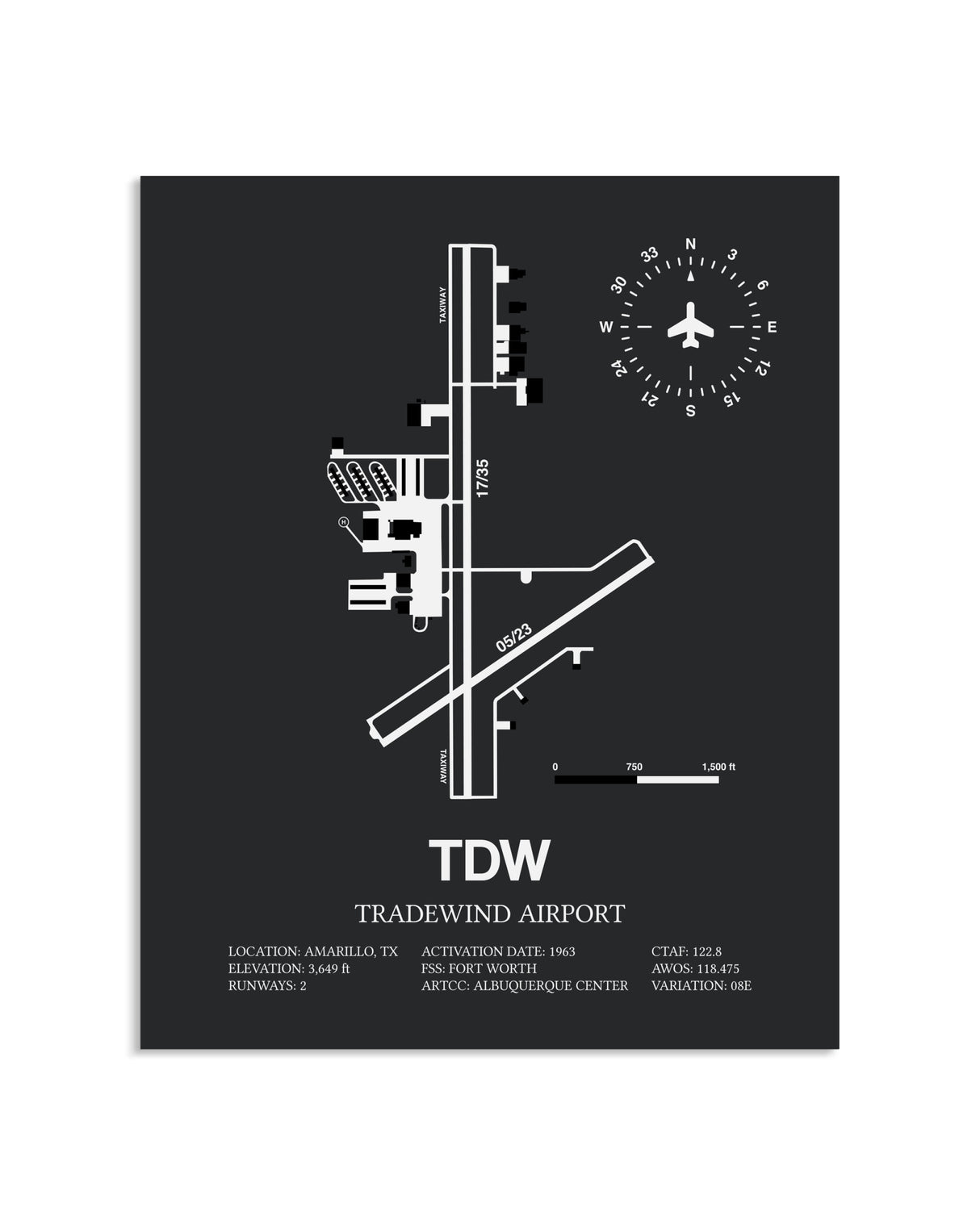 Gray Framed Tradewind Airport layout wall art poster