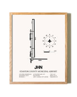 Stanton County Municipal Airport framed print in natural wood frame