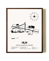Helena Regional Airport aviation print in walnut frame