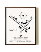 General Downing-Peoria International Airport aviation print in walnut frame