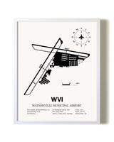 Watsonville Municipal Airport airport map poster in oak frame