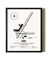 Framed Fayetteville Regional Airport / Grannis Field wall art poster in black frame
