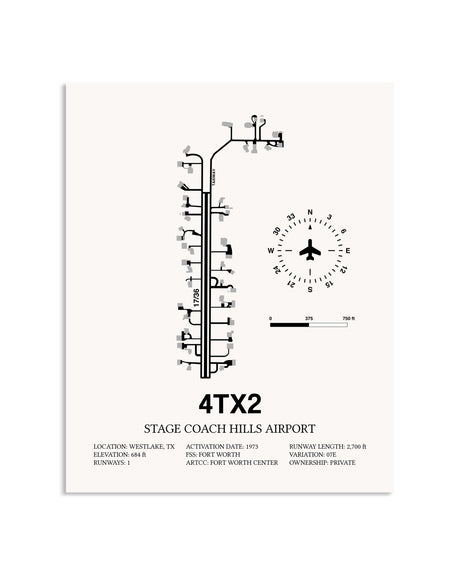 Gray Stage Coach Hills Airport framed poster displayed in an airplane hangar