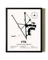 Framed Godman Army Airfield wall art poster in black frame