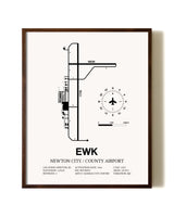 Newton City / County Airport aviation print in walnut frame