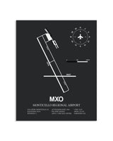 Gray Framed Monticello Regional Airport layout wall art poster