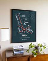 Framed Chicago Executive Airport layout wall art poster
