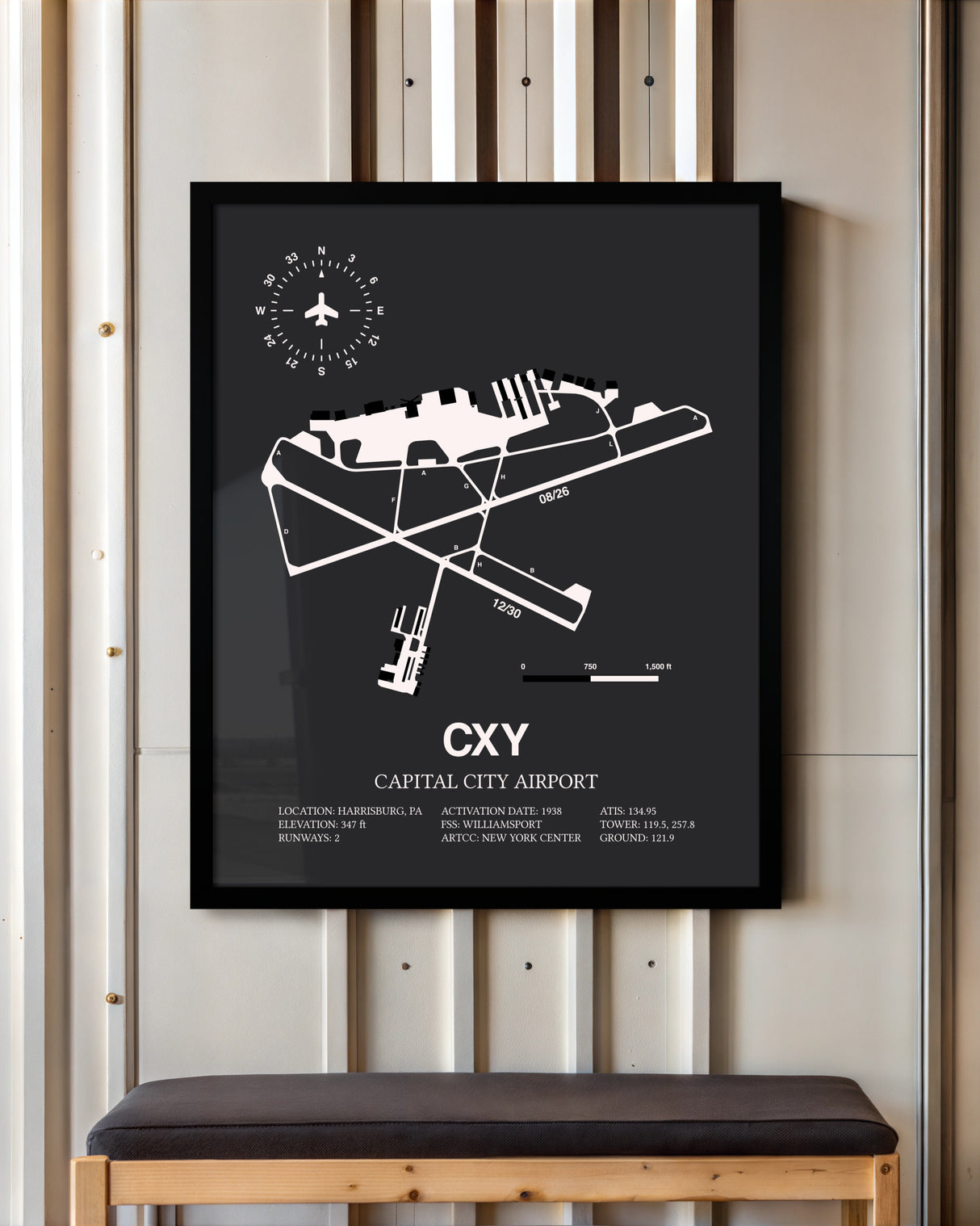 Frame color options for Capital City Airport Wall Art