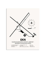Gray Elkins-Randolph County Airport-Jennings Randolph Field framed poster displayed in an airplane hangar