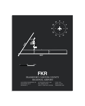 Gray Framed Frankfort Clinton County Regional Airport layout wall art poster