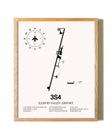 Illinois Valley Airport framed print in natural wood frame