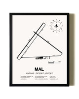 Framed Malone-Dufort Airport wall art poster in black frame