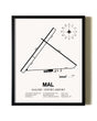 Framed Malone-Dufort Airport wall art poster in black frame