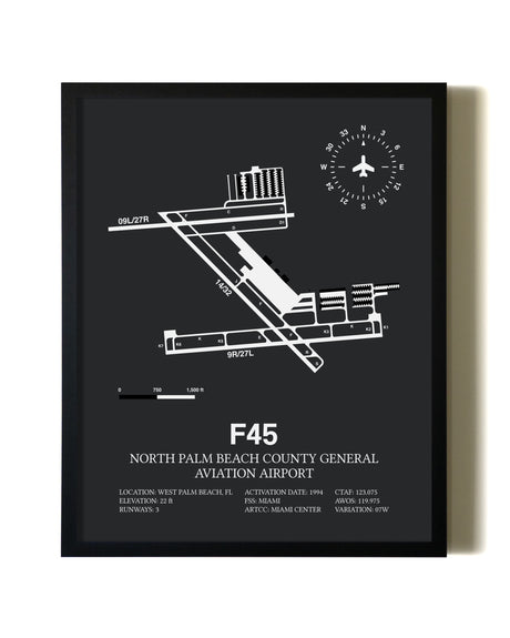 Unframed North Palm Beach County General Aviation Airport map print poster