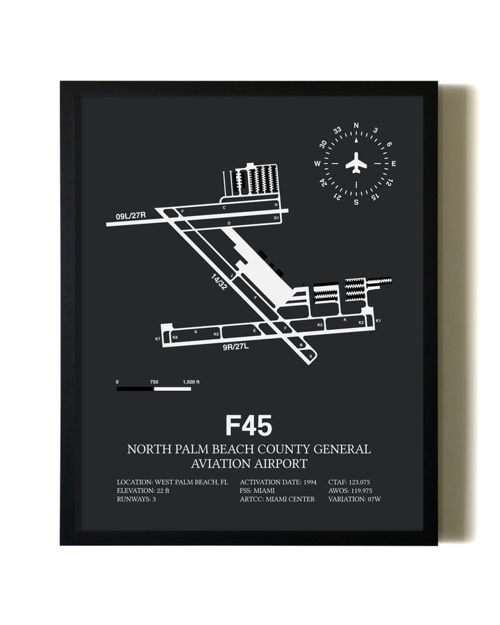 Unframed North Palm Beach County General Aviation Airport map print poster