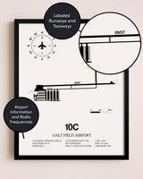Framed Galt Field Airport layout wall art poster