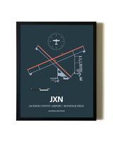 Slate Framed Jackson County Airport/Reynolds Field wall art poster in black frame