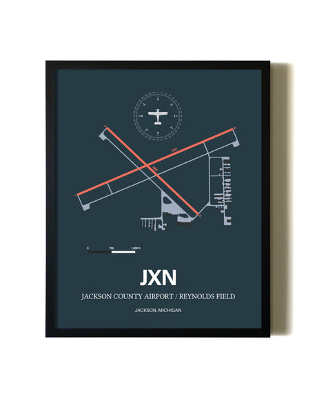 Slate Framed Jackson County Airport/Reynolds Field wall art poster in black frame