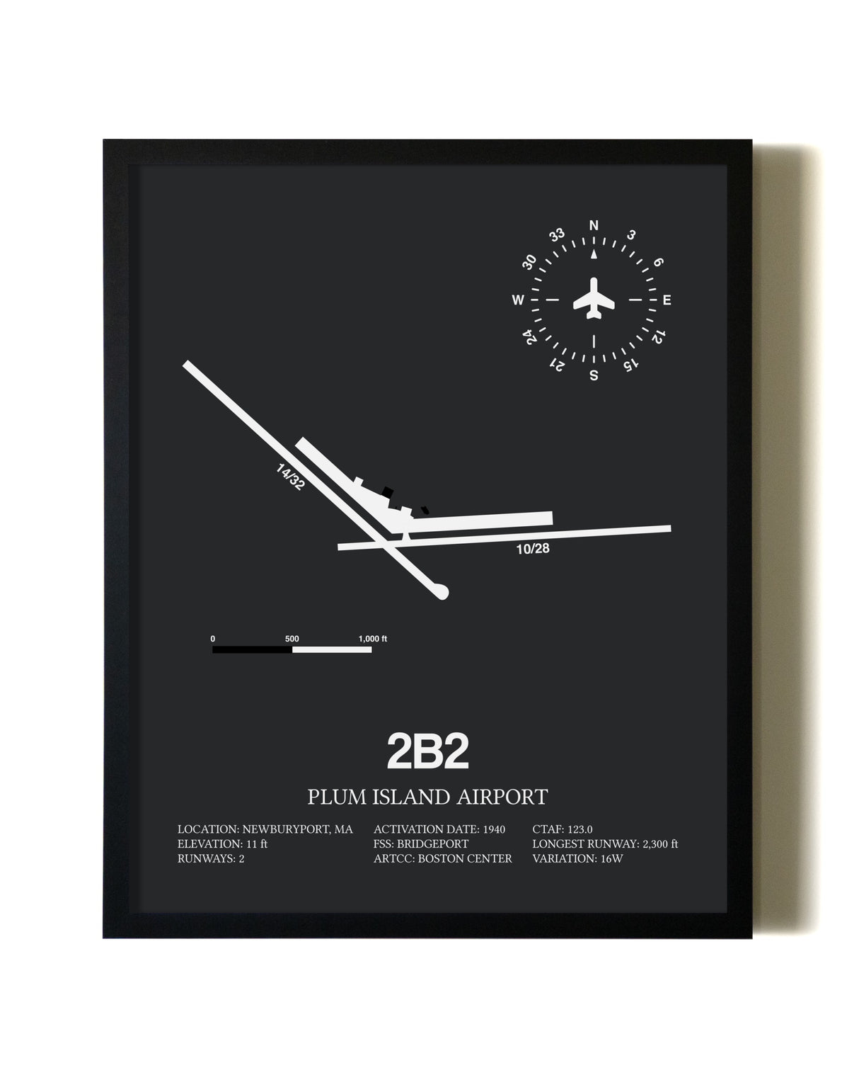 Unframed Plum Island Airport map print poster