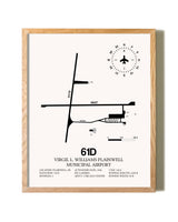 Virgil L. Williams Plainwell Municipal Airport framed print in natural wood frame