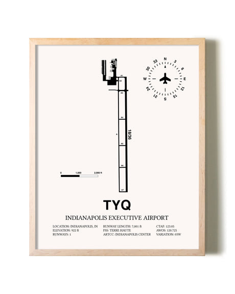 Indianapolis Executive Airport framed wall art in white frame