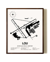 Bowman Field Airport aviation print in walnut frame