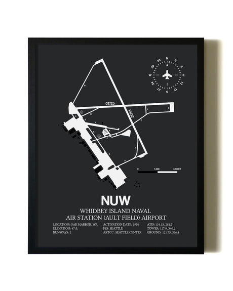 Unframed Whidbey Island Naval Air Station (Ault Field) Airport map print poster