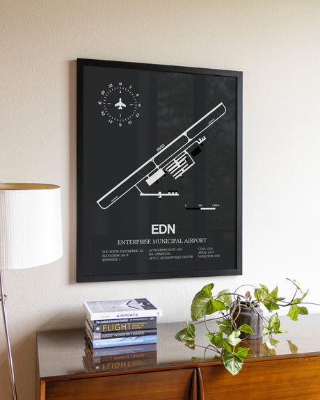 Gray Framed Enterprise Municipal Airport wall art poster in black frame