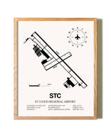 St. Cloud Regional Airport framed print in natural wood frame