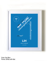 Lihue Airport framed wall art in white frame with mat