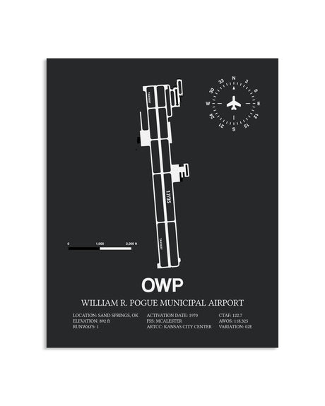 Gray Framed William R. Pogue Municipal Airport layout wall art poster