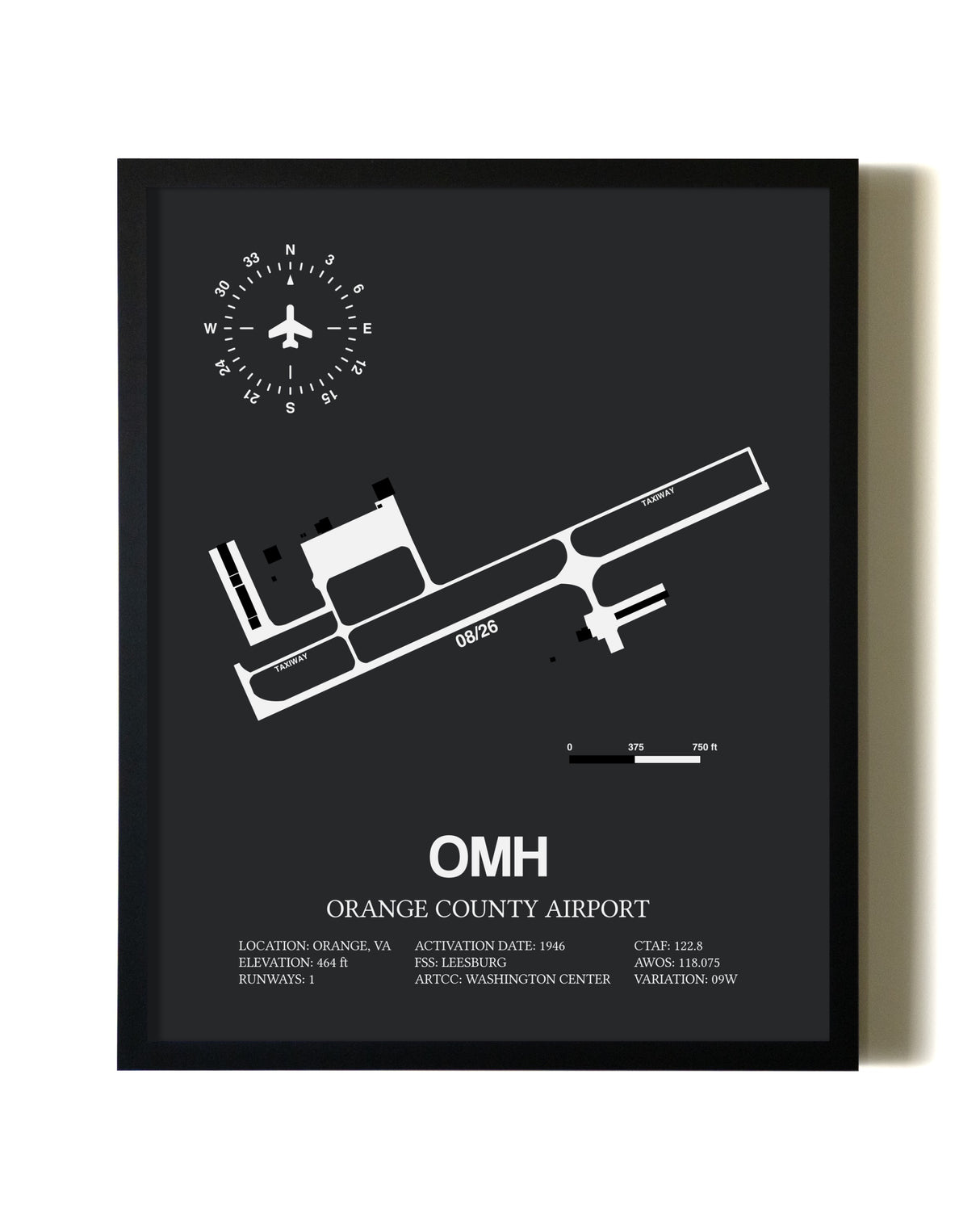 Unframed Orange County Airport map print poster