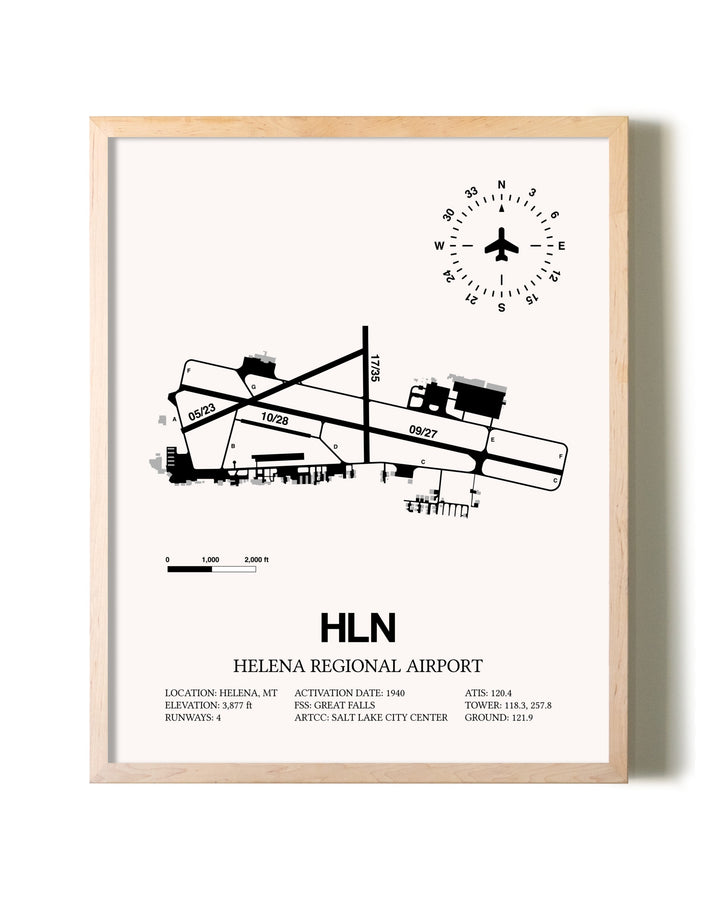 Helena Regional Airport framed wall art in white frame