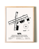 Pensacola Naval Air Station (Forrest Sherman Field) Airport framed wall art in white frame