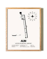 Austin Municipal Airport framed print in natural wood frame
