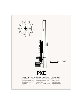 Gray Perry-Houston County Airport framed poster displayed in an airplane hangar