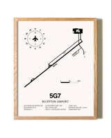 Bluffton Airport framed print in natural wood frame