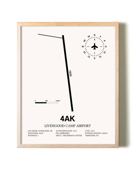 Livengood Camp Airport framed wall art in white frame
