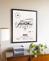 Wolf Lake Airport aviation wall décor in black wood frame