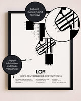 Framed Lowe Army Heliport (Fort Novosel) layout wall art poster