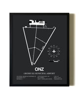 Unframed Grosse Ile Municipal Airport map print poster