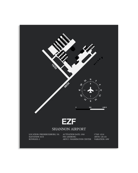 Gray Framed Shannon Airport layout wall art poster