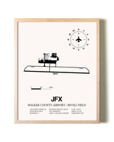 Walker County Airport / Bevill Field framed wall art in white frame
