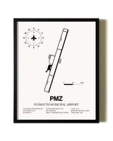 Framed Plymouth Municipal Airport wall art poster in black frame