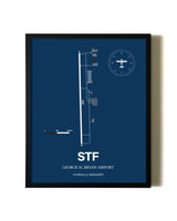 Aviation Blue Framed George M. Bryan Airport layout wall art poster